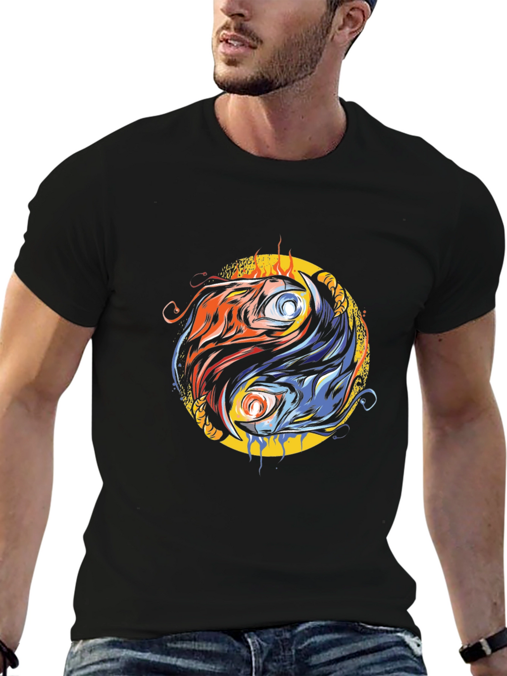 Yin Yang Fire & Ice Graphic Tee