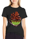 Unique Graphic Tee: Plant in a Cup Design