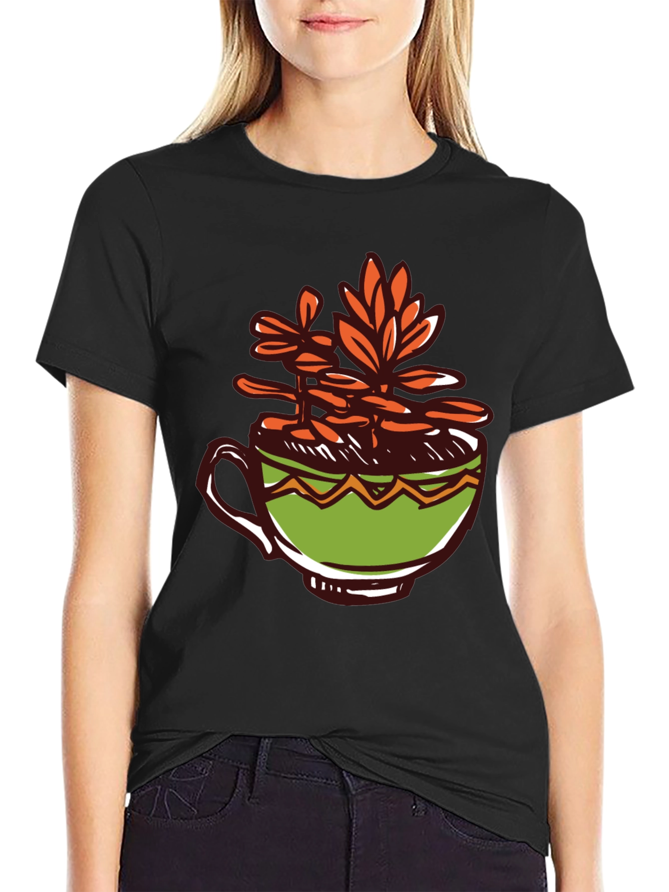 Unique Graphic Tee: Plant in a Cup Design