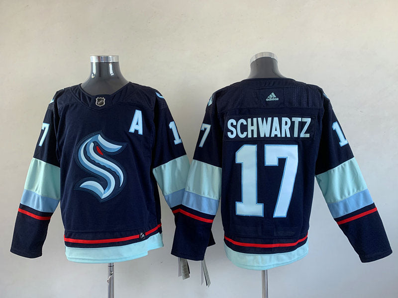 Men's Seattle Kraken Jaden Schwartz #17 Navy Home Breakaway Player Jerseys