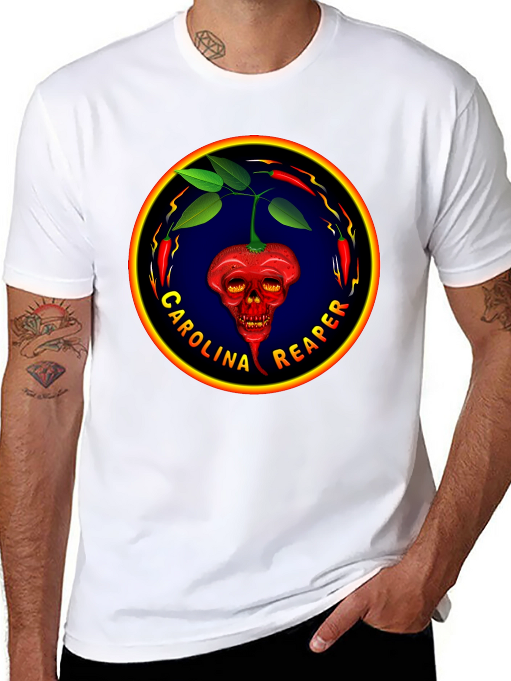 Carolina Reaper T-Shirt: Spicy Pepper Skull Design