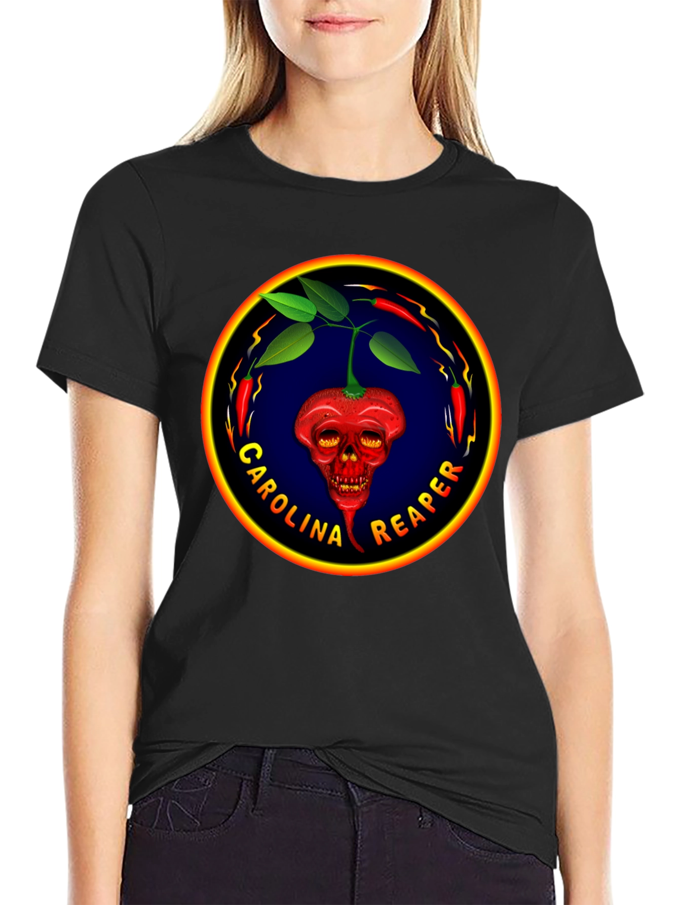 Carolina Reaper T-Shirt: Spicy Pepper Skull Design