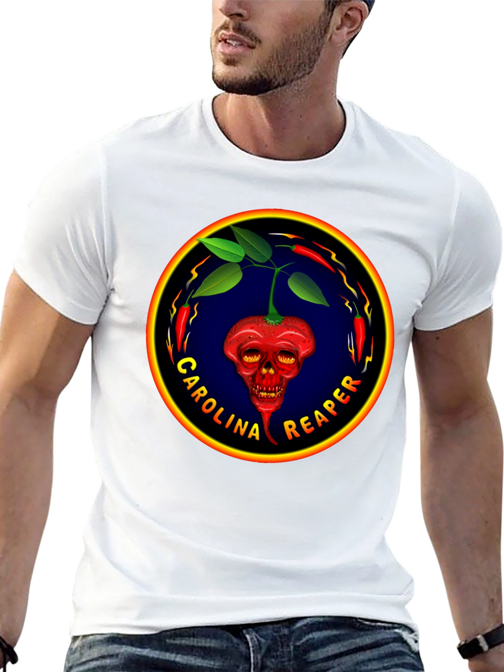 Carolina Reaper T-Shirt: Spicy Pepper Skull Design