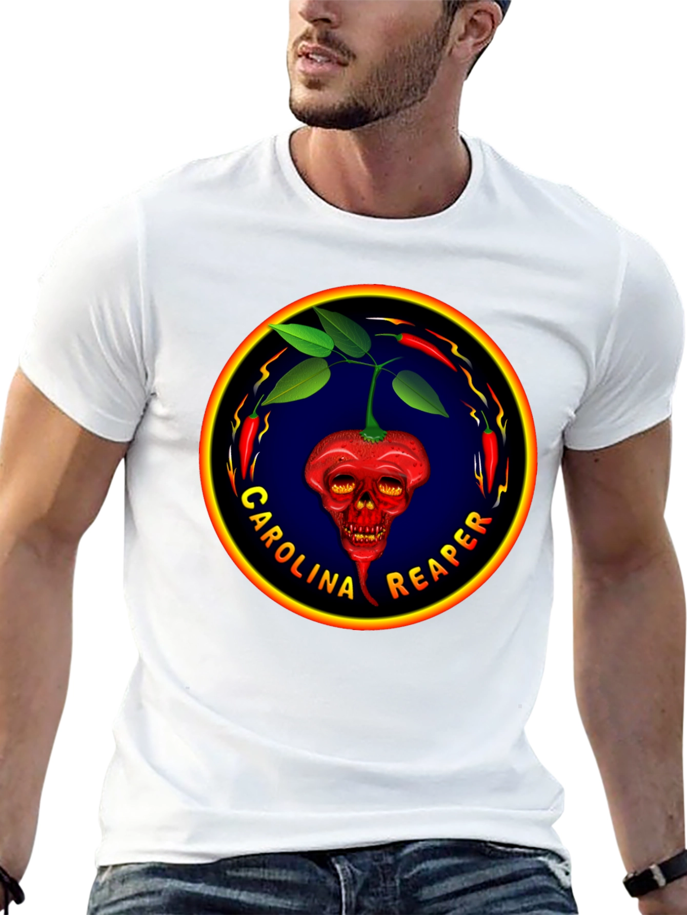 Carolina Reaper T-Shirt: Spicy Pepper Skull Design