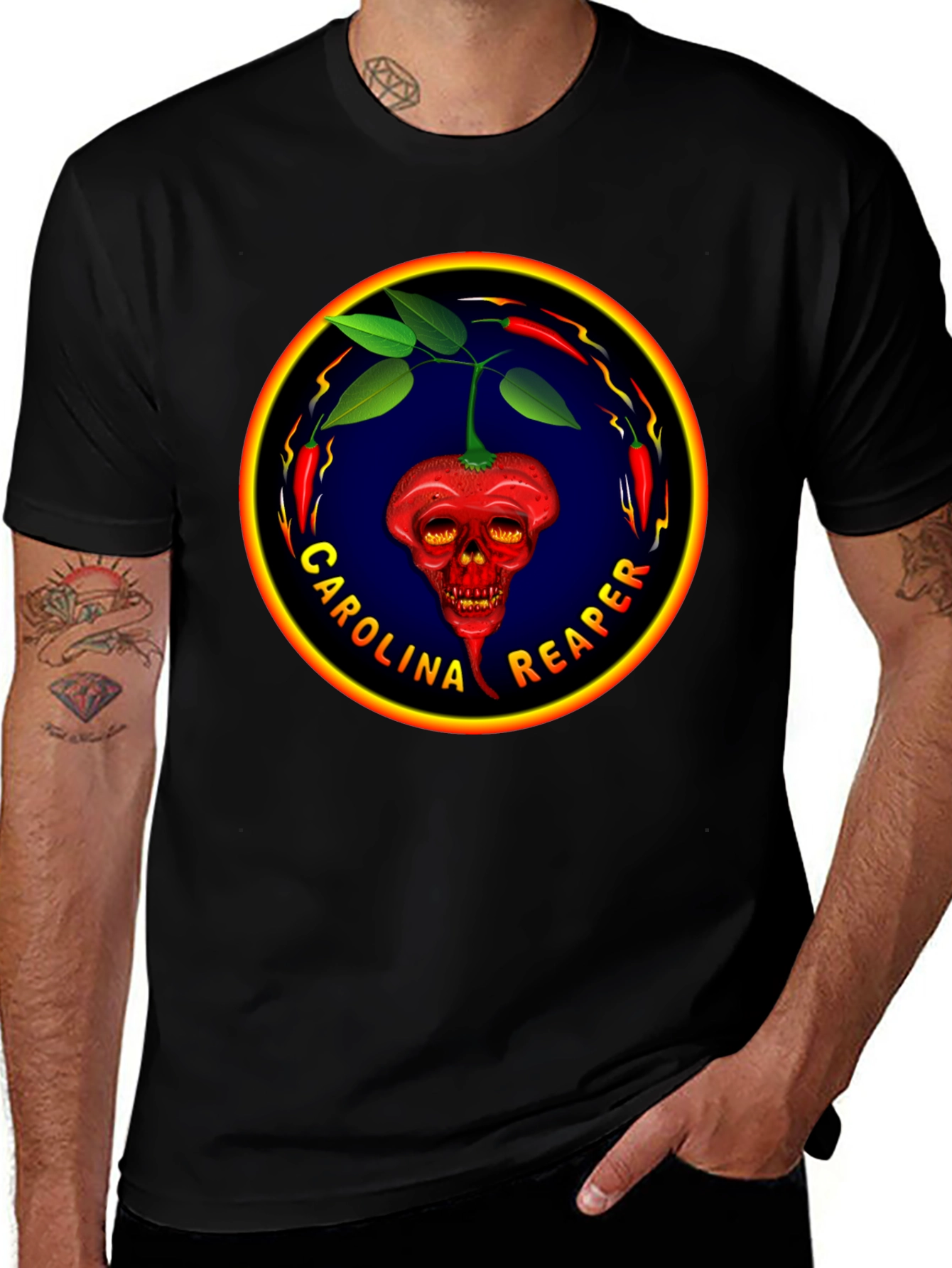 Carolina Reaper T-Shirt: Spicy Pepper Skull Design