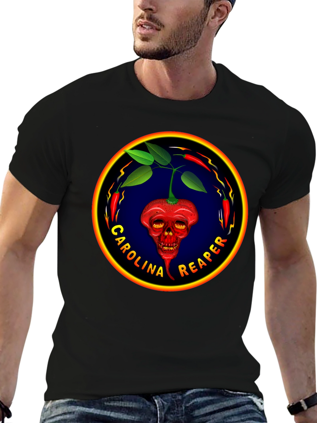 Carolina Reaper T-Shirt: Spicy Pepper Skull Design
