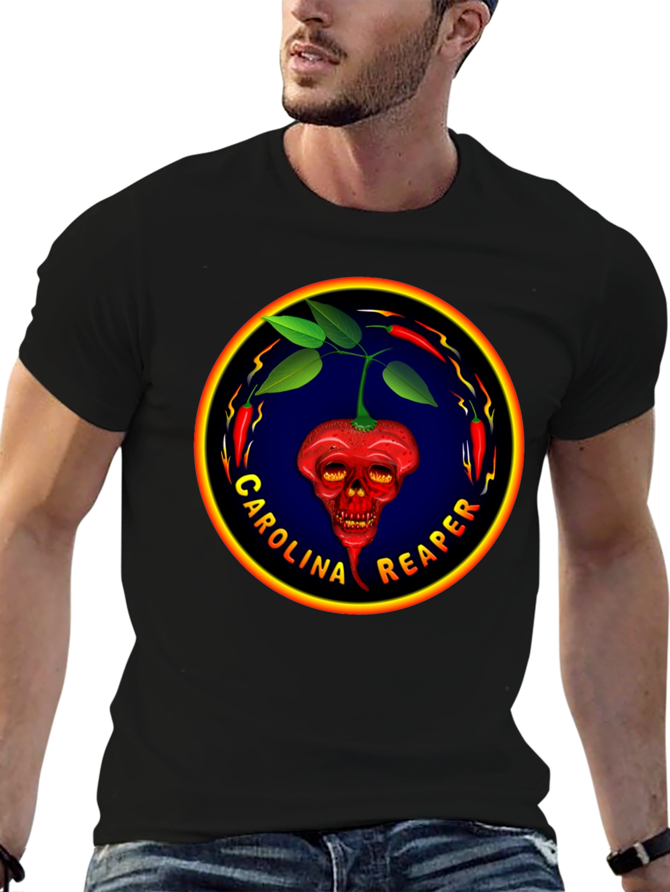 Carolina Reaper T-Shirt: Spicy Pepper Skull Design