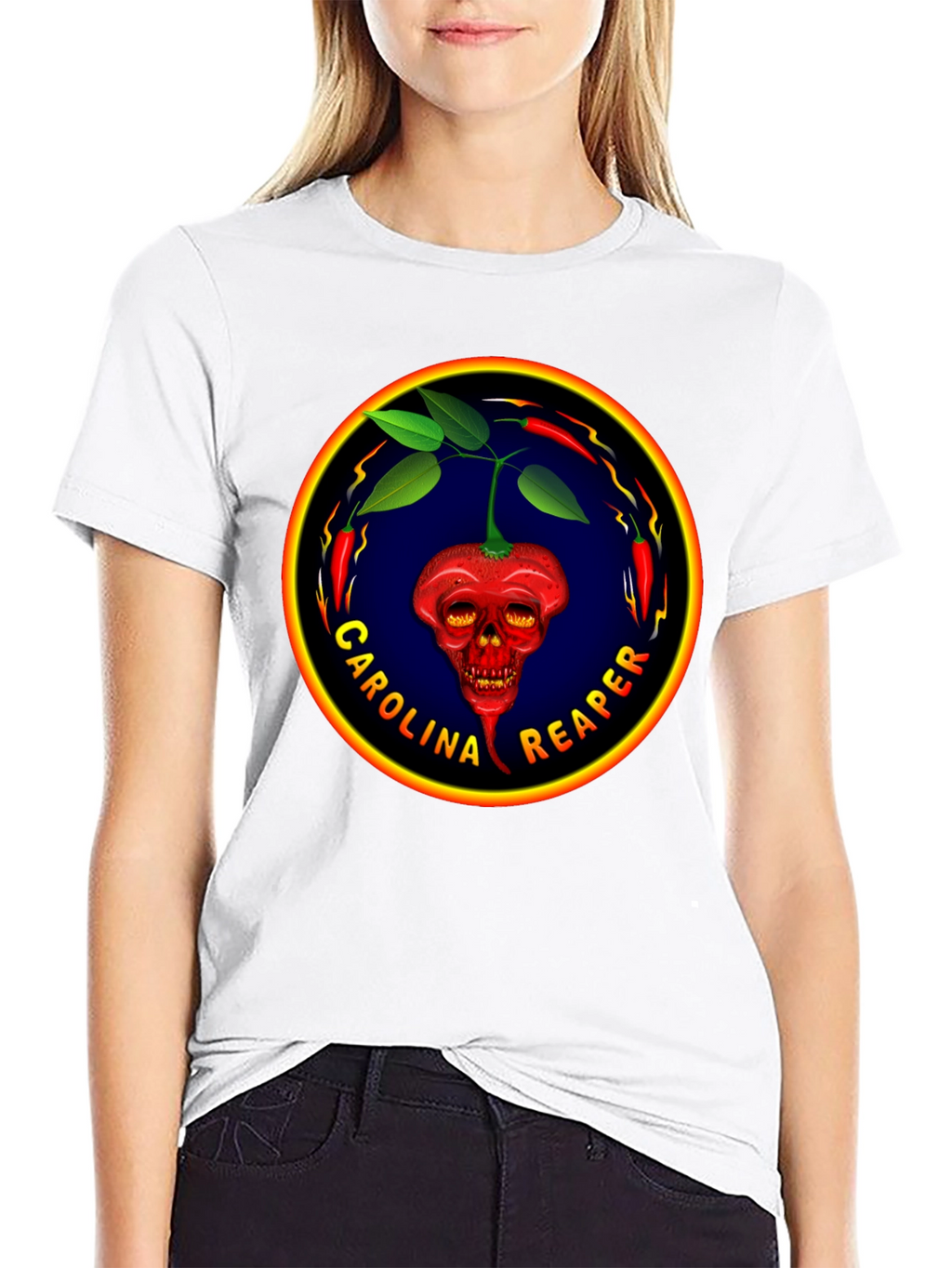 Carolina Reaper T-Shirt: Spicy Pepper Skull Design
