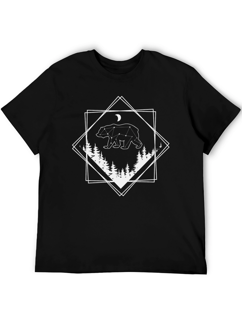 Geometric Bear Constellation Graphic Tee - Black