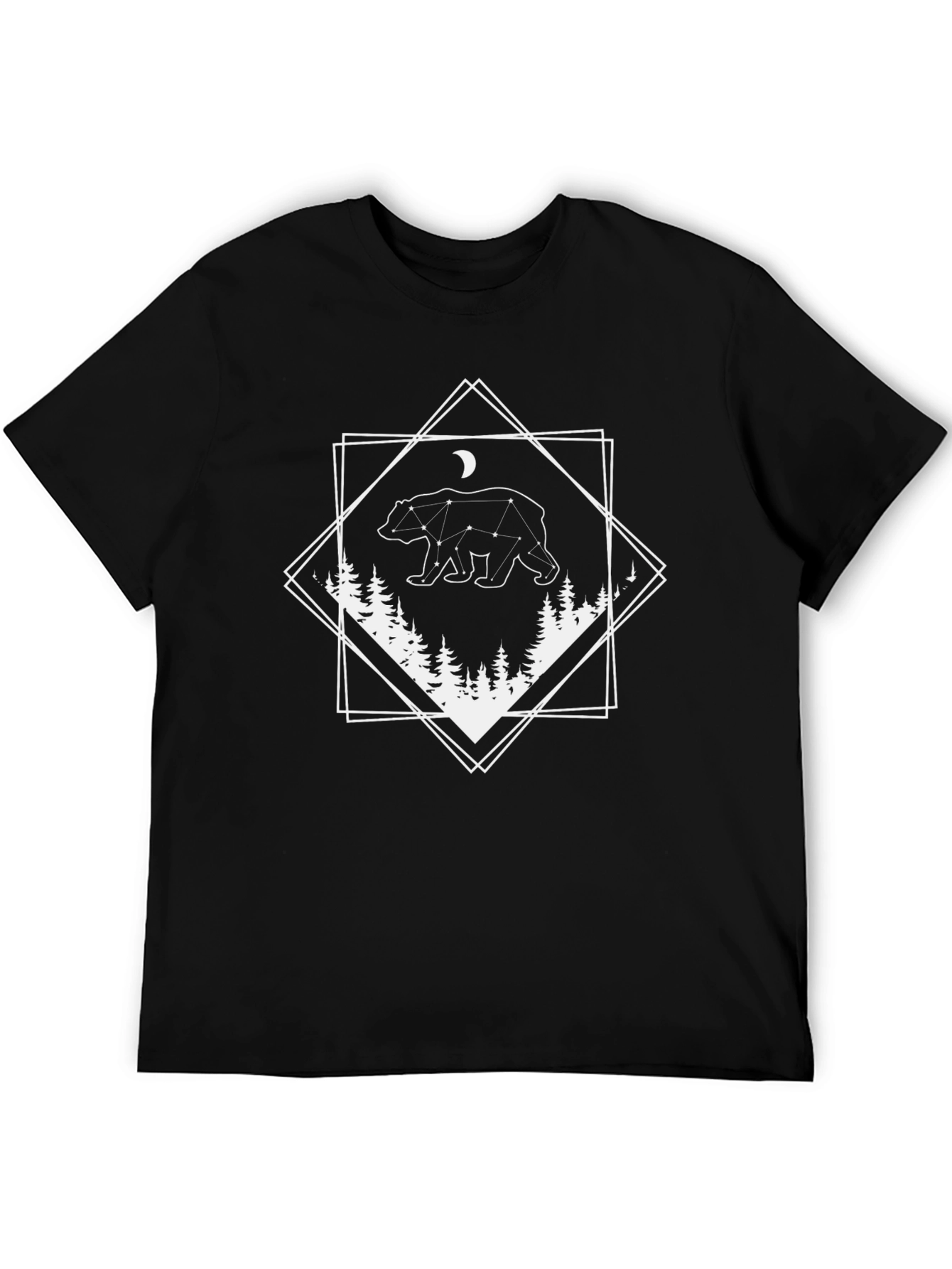 Geometric Bear Constellation Graphic Tee - Black