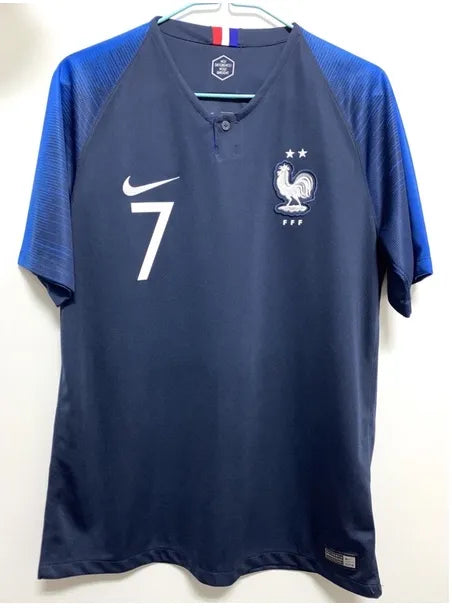 2018 France Home Retro Soccer Jersey Detail 1