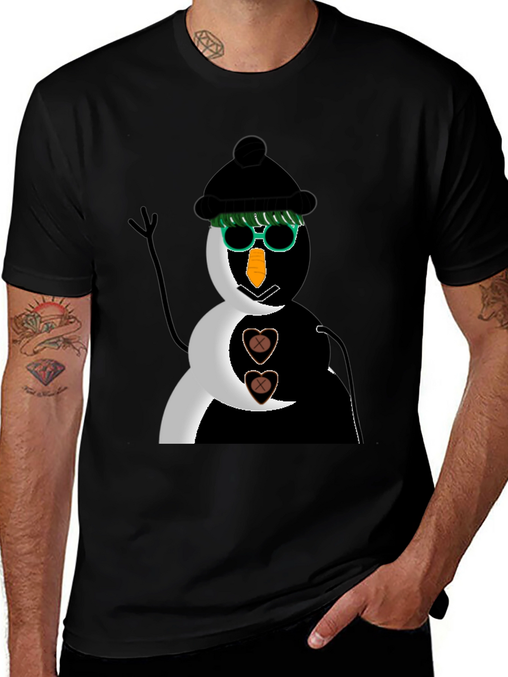 Black Snowman T-Shirt