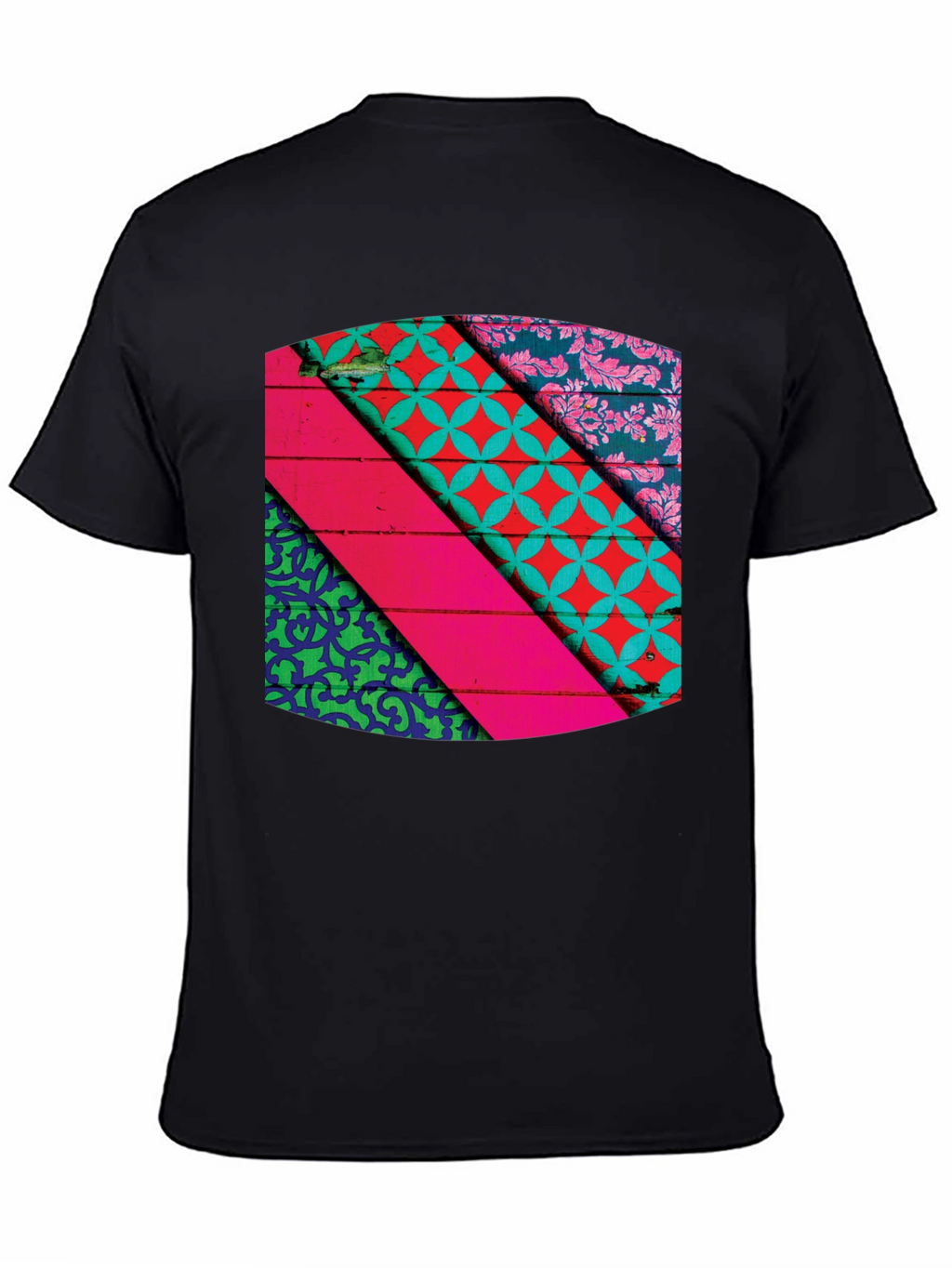 Abstract Geometric Pattern Black T-Shirt