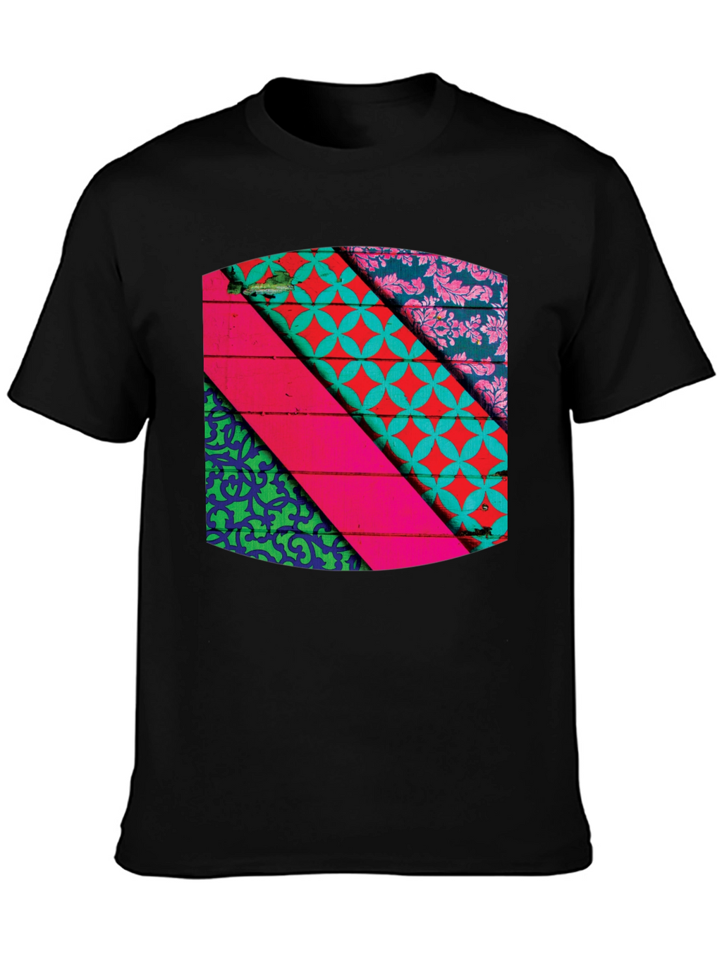 Abstract Geometric Pattern Black T-Shirt