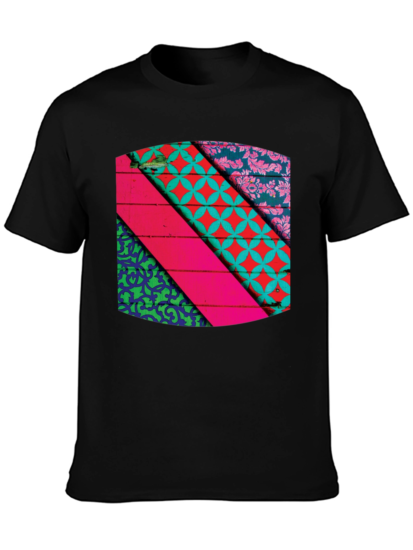 Abstract Geometric Pattern Black T-Shirt