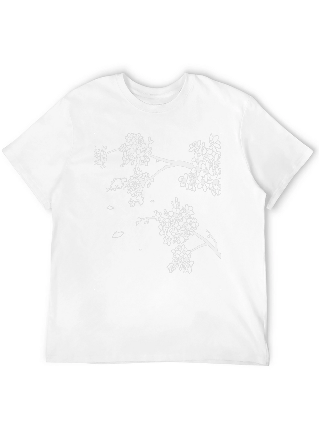 Black T-Shirt with White Cherry Blossom Branch Design