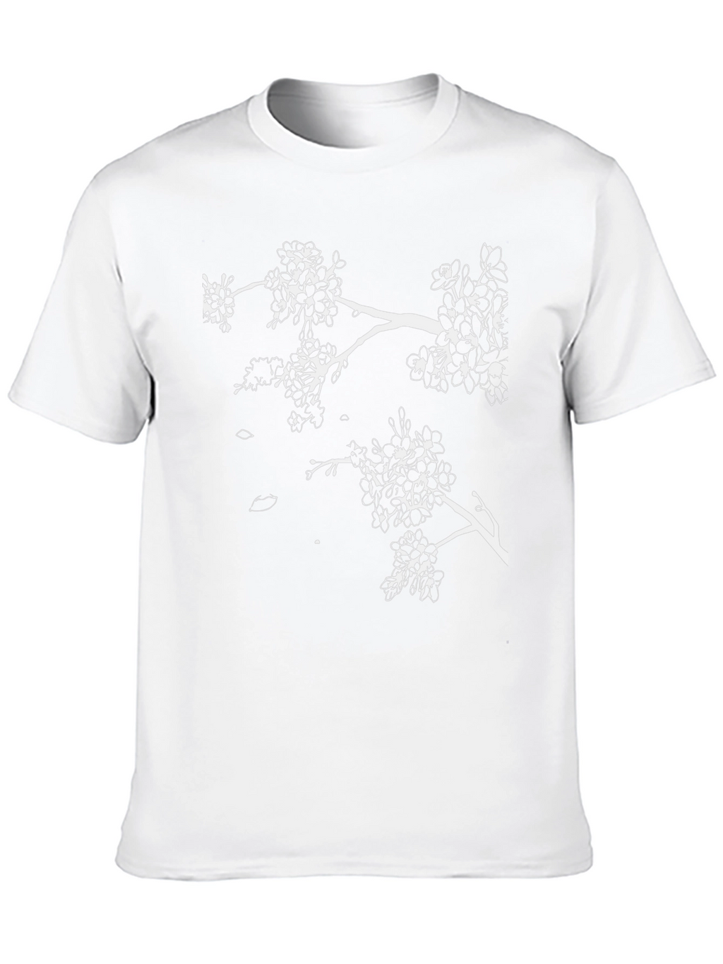 Black T-Shirt with White Cherry Blossom Branch Design