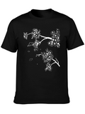 Black T-Shirt with White Cherry Blossom Branch Design