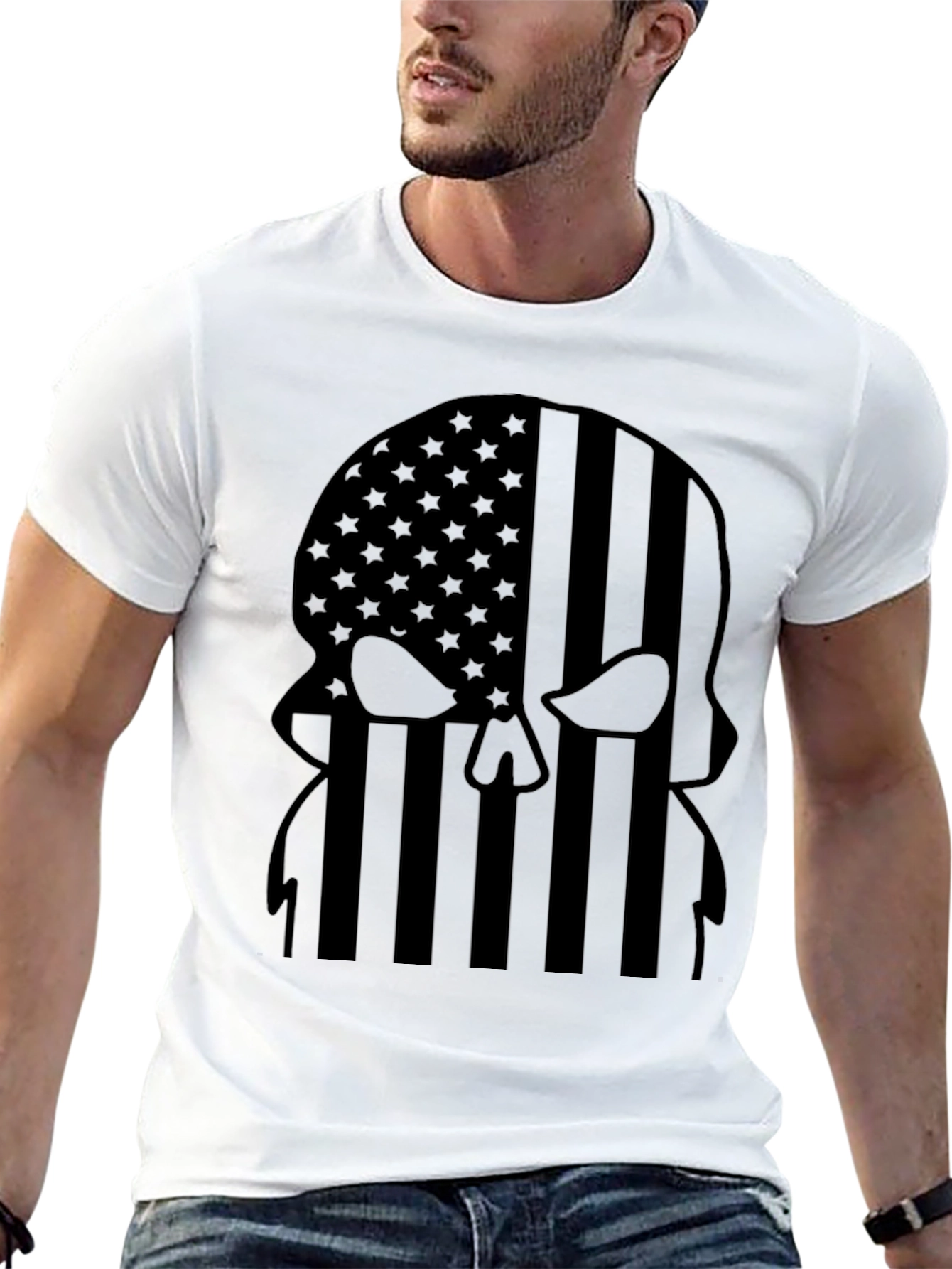 American Flag Punisher Skull Black T-Shirt
