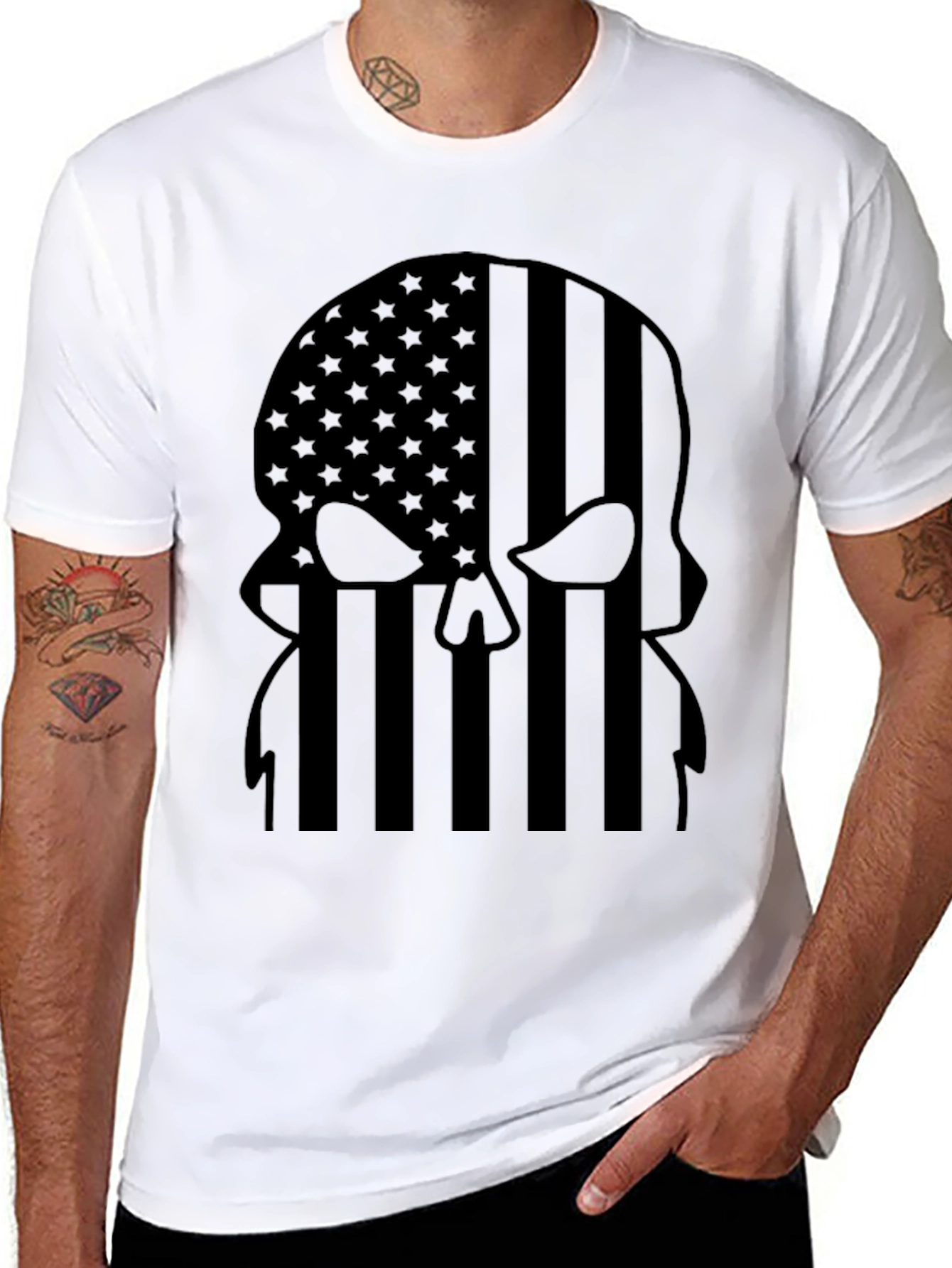 American Flag Punisher Skull Black T-Shirt