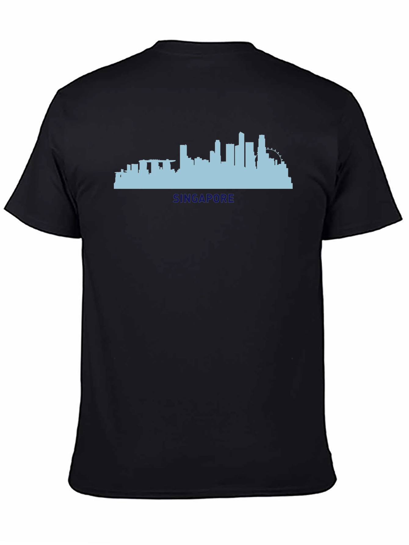 Singapore Skyline Graphic Tee - Black Cotton T-Shirt