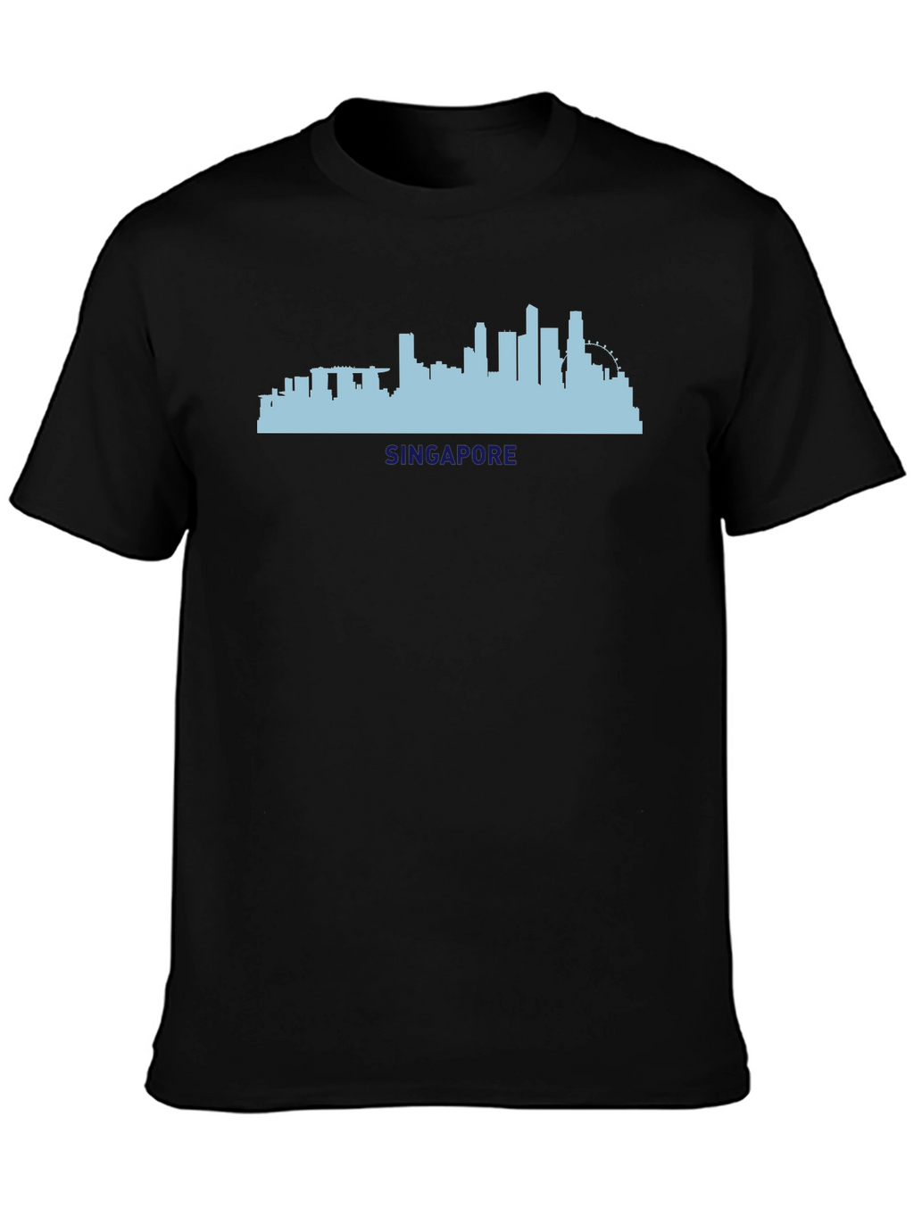 Singapore Skyline Graphic Tee - Black Cotton T-Shirt