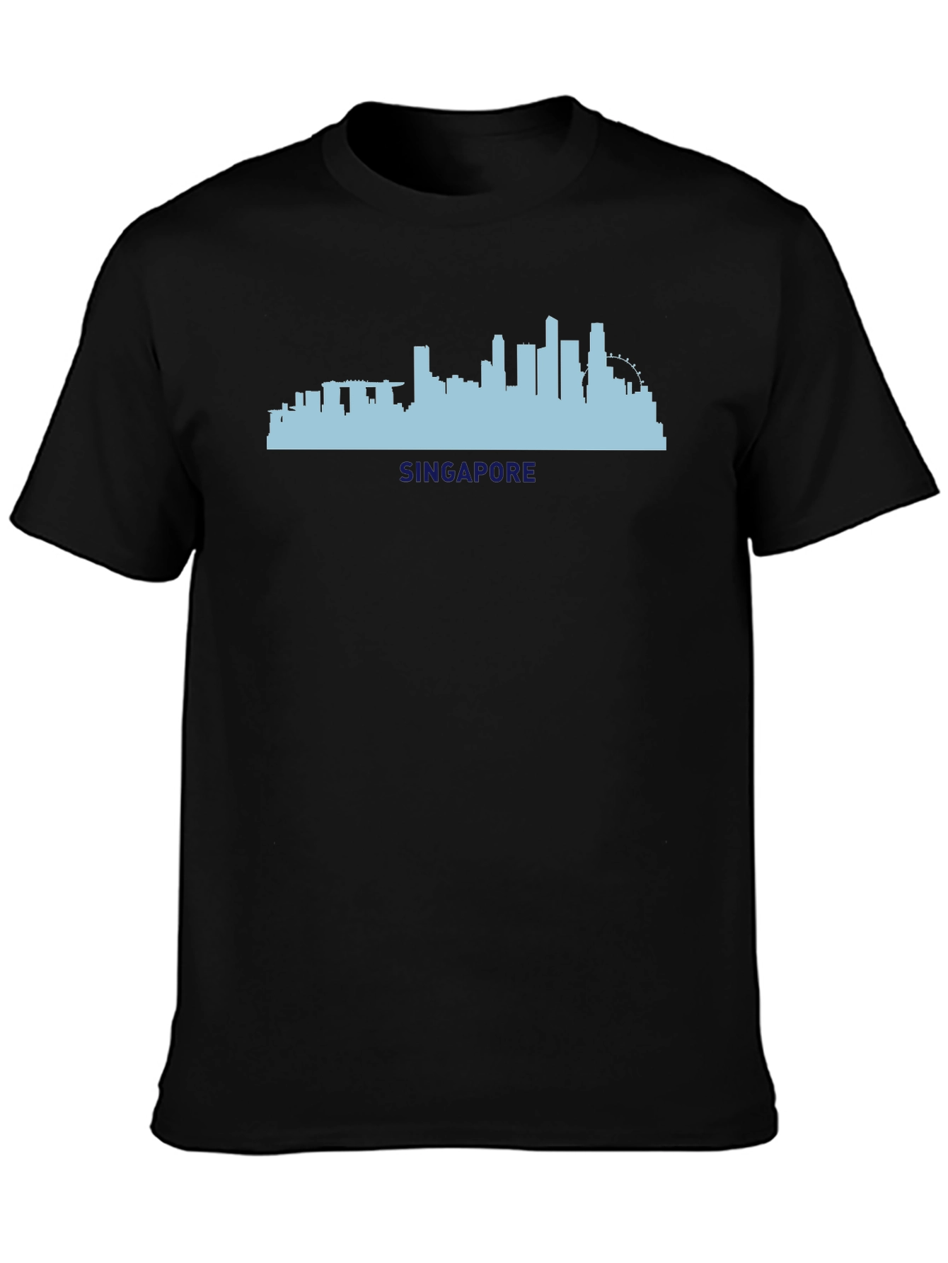 Singapore Skyline Graphic Tee - Black Cotton T-Shirt