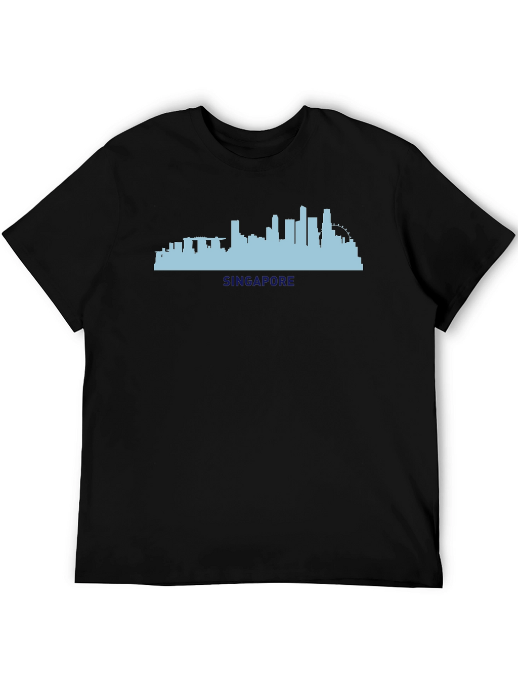 Singapore Skyline Graphic Tee - Black Cotton T-Shirt