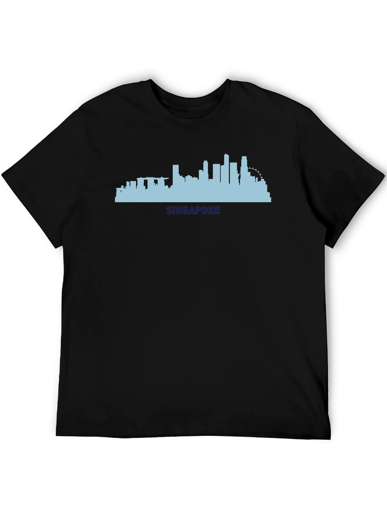 Singapore Skyline Graphic Tee - Black Cotton T-Shirt