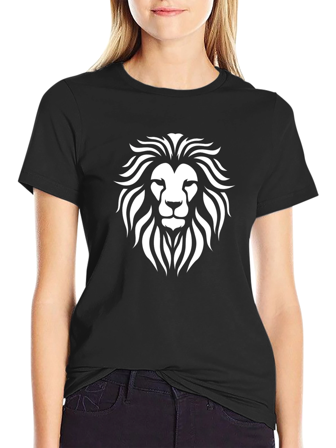 Lion Head Graphic T-Shirt - Black