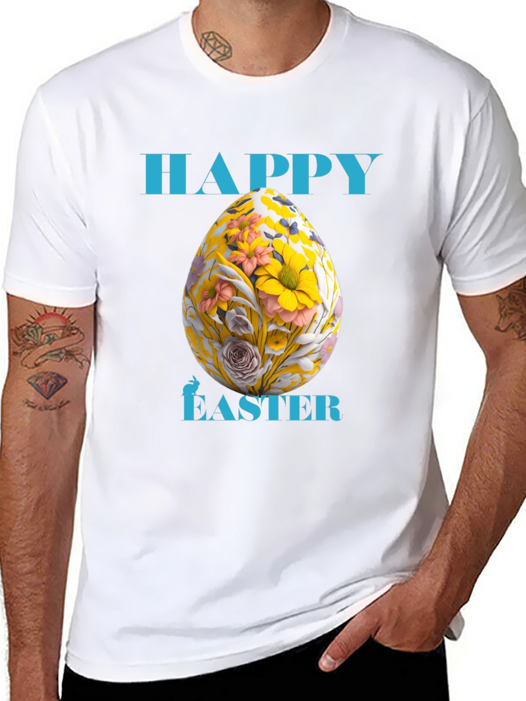Happy Easter Floral Egg Graphic Tee