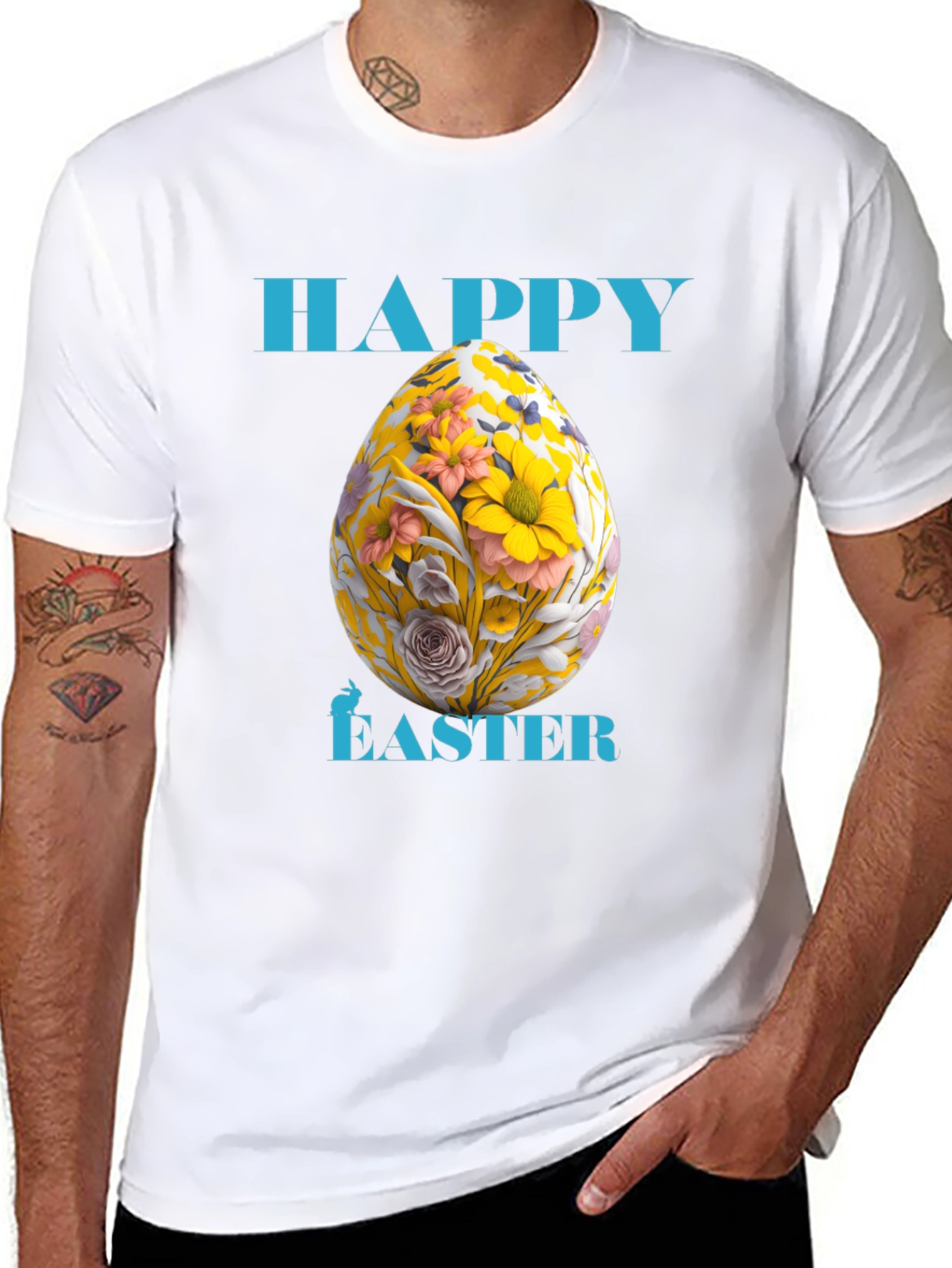 Happy Easter Floral Egg Graphic Tee