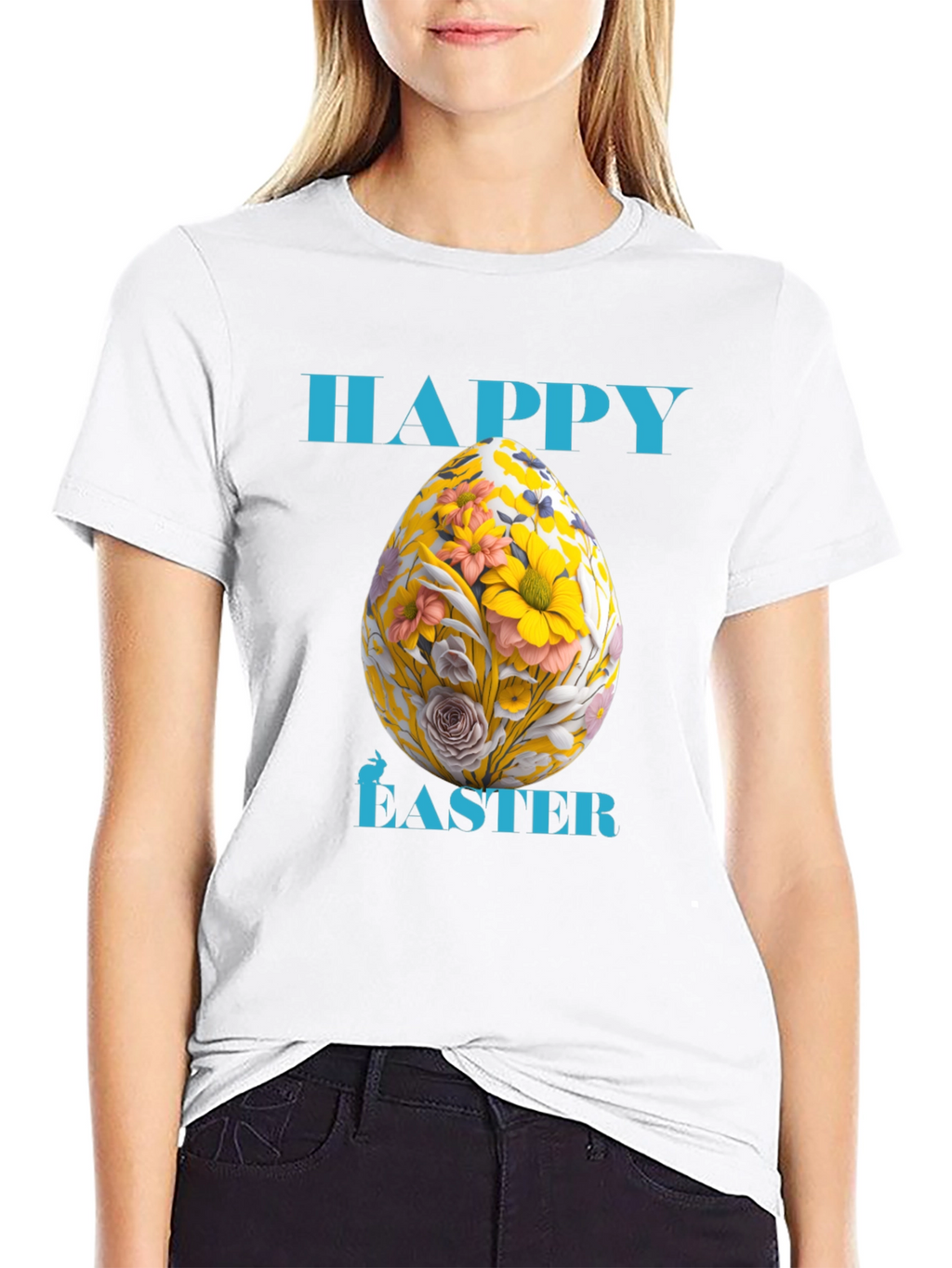 Happy Easter Floral Egg Graphic Tee