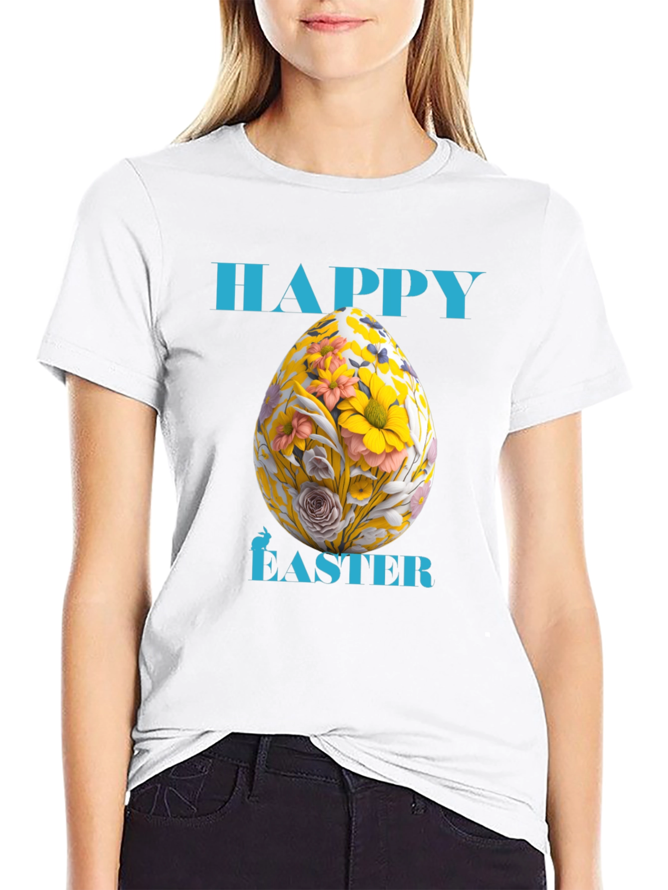 Happy Easter Floral Egg Graphic Tee