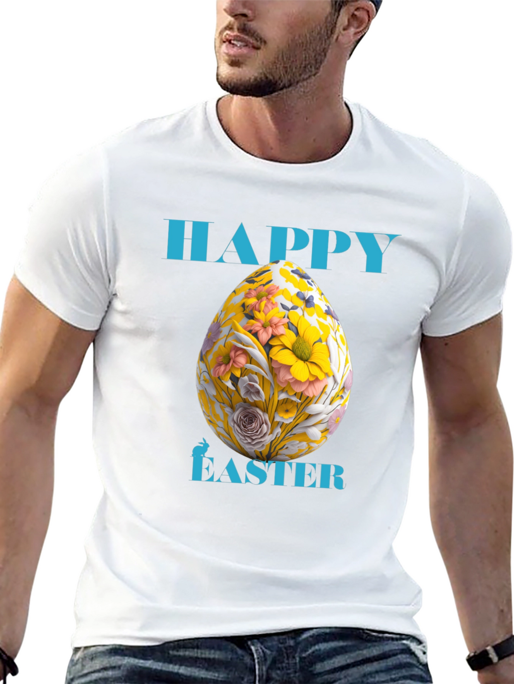 Happy Easter Floral Egg Graphic Tee