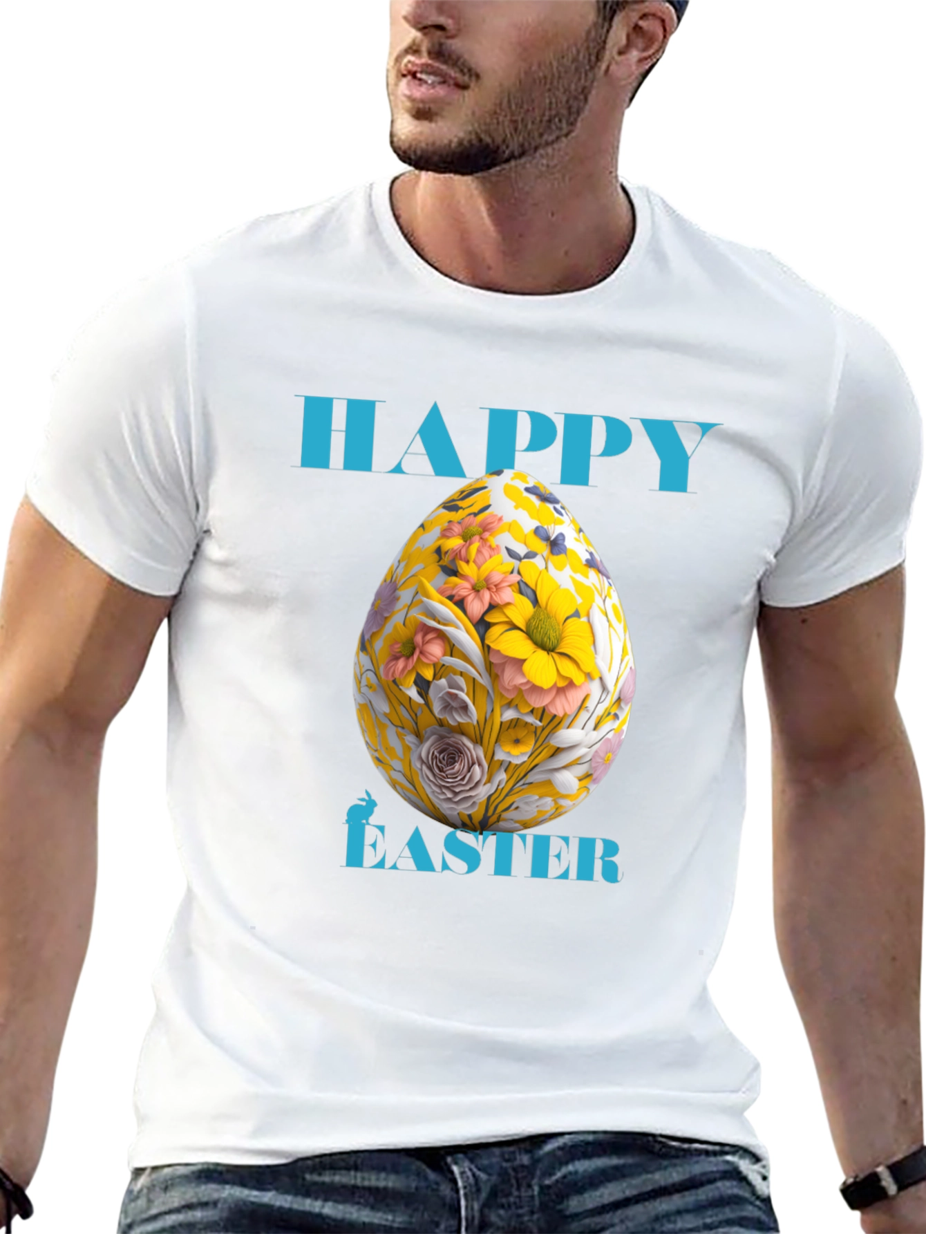 Happy Easter Floral Egg Graphic Tee