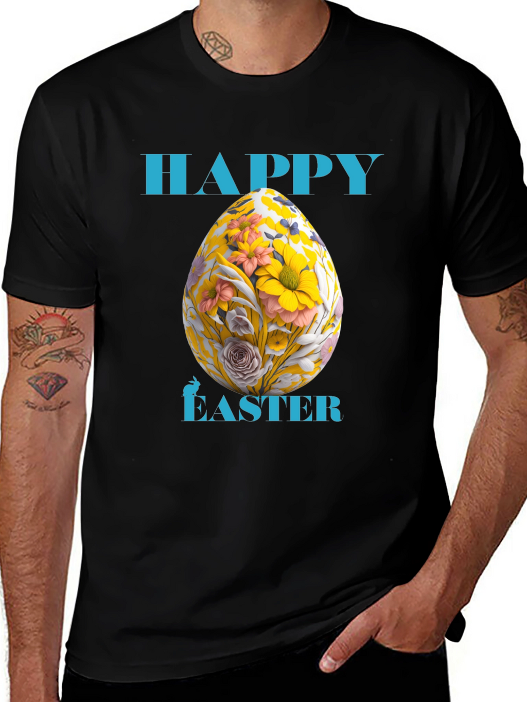 Happy Easter Floral Egg Graphic Tee