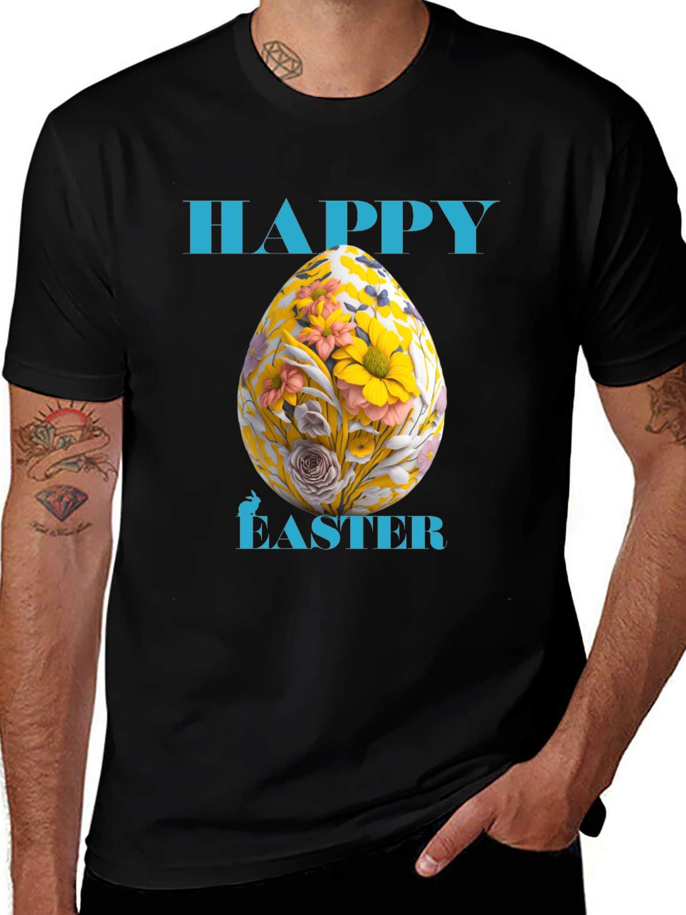 Happy Easter Floral Egg Graphic Tee