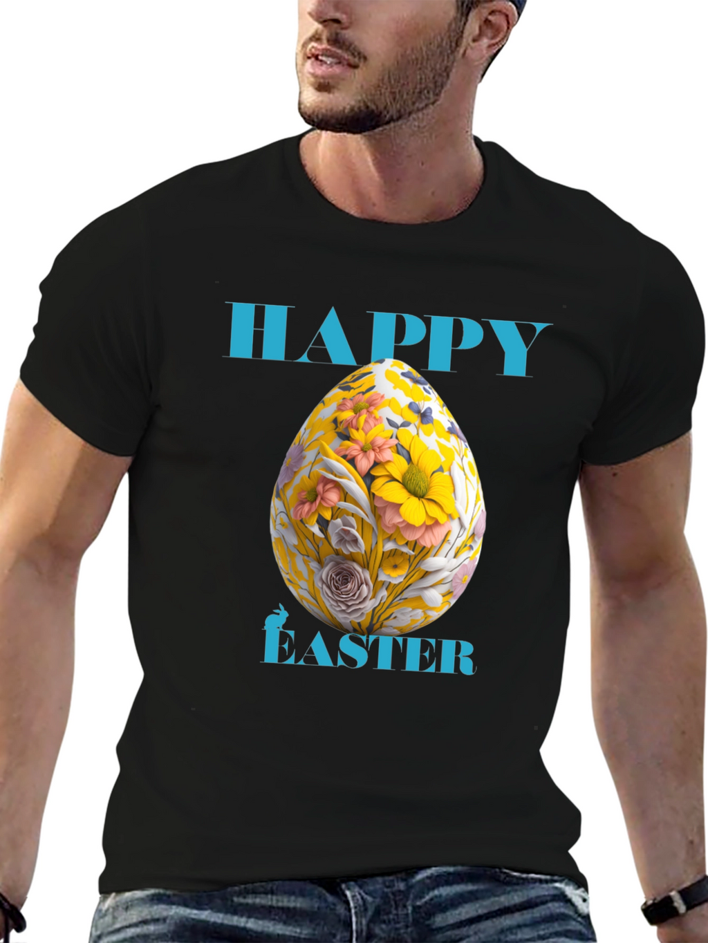 Happy Easter Floral Egg Graphic Tee