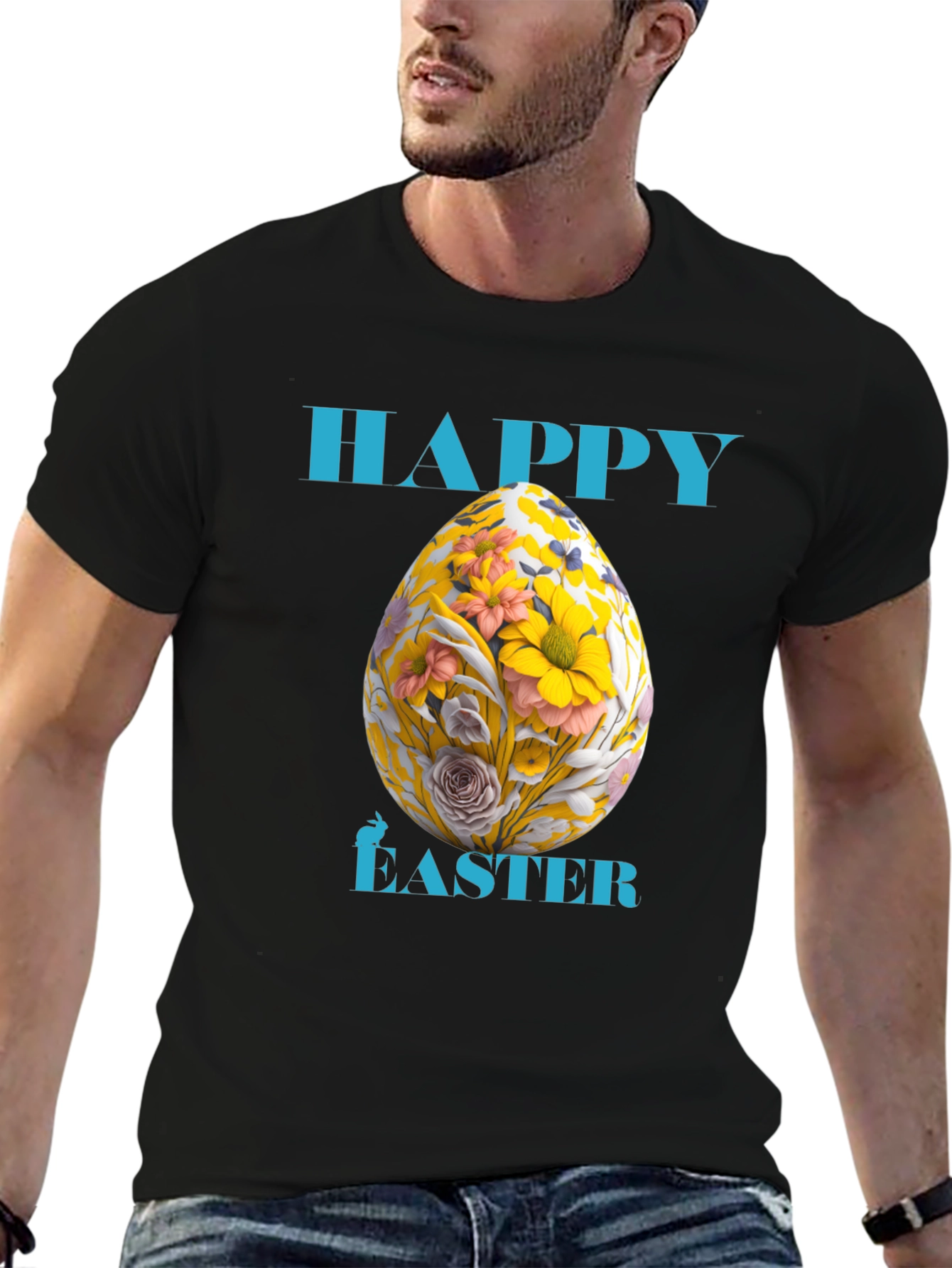 Happy Easter Floral Egg Graphic Tee