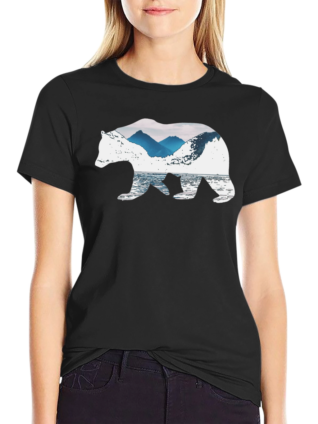 Nature Bear Graphic Tee - Black