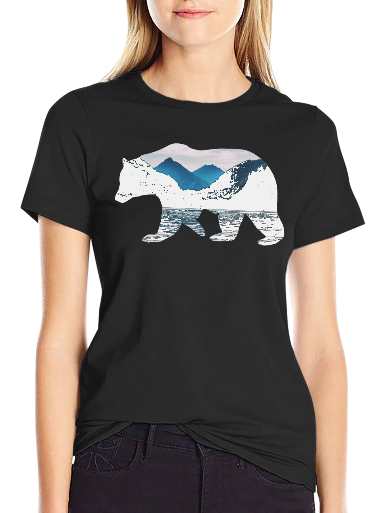 Nature Bear Graphic Tee - Black
