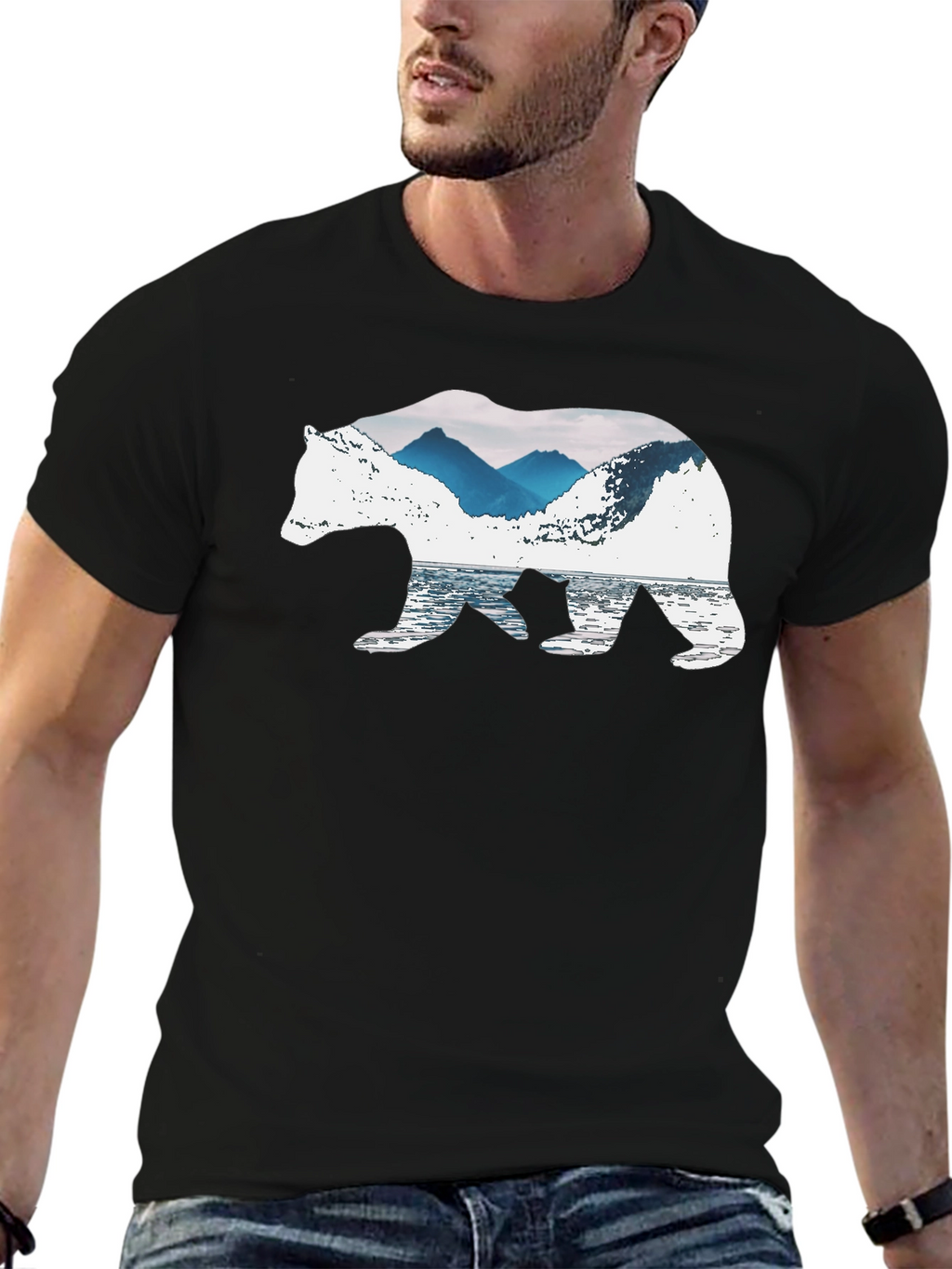 Nature Bear Graphic Tee - Black
