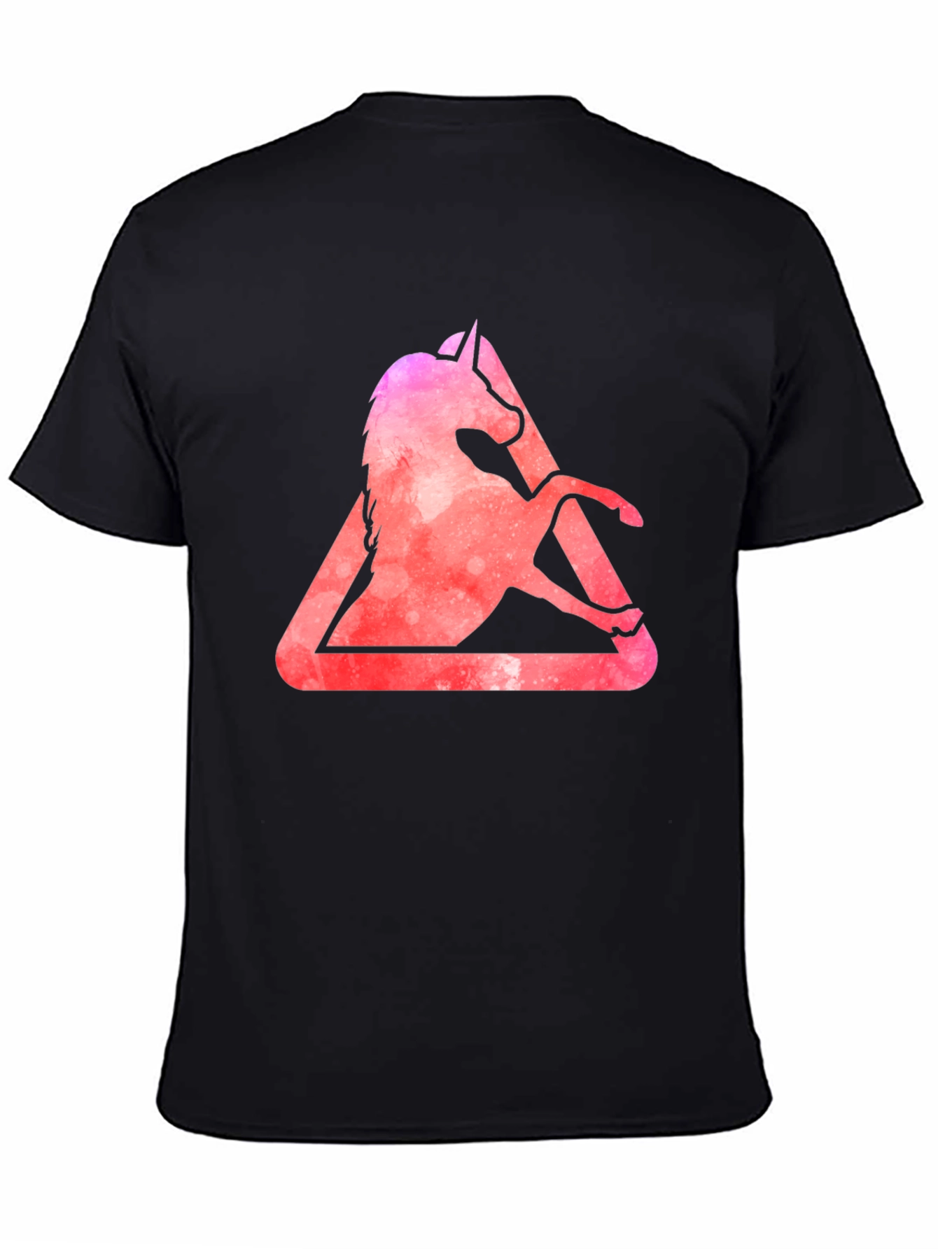 Unicorn Triangle Graphic Tee - Stylish Mens Black T-Shirt