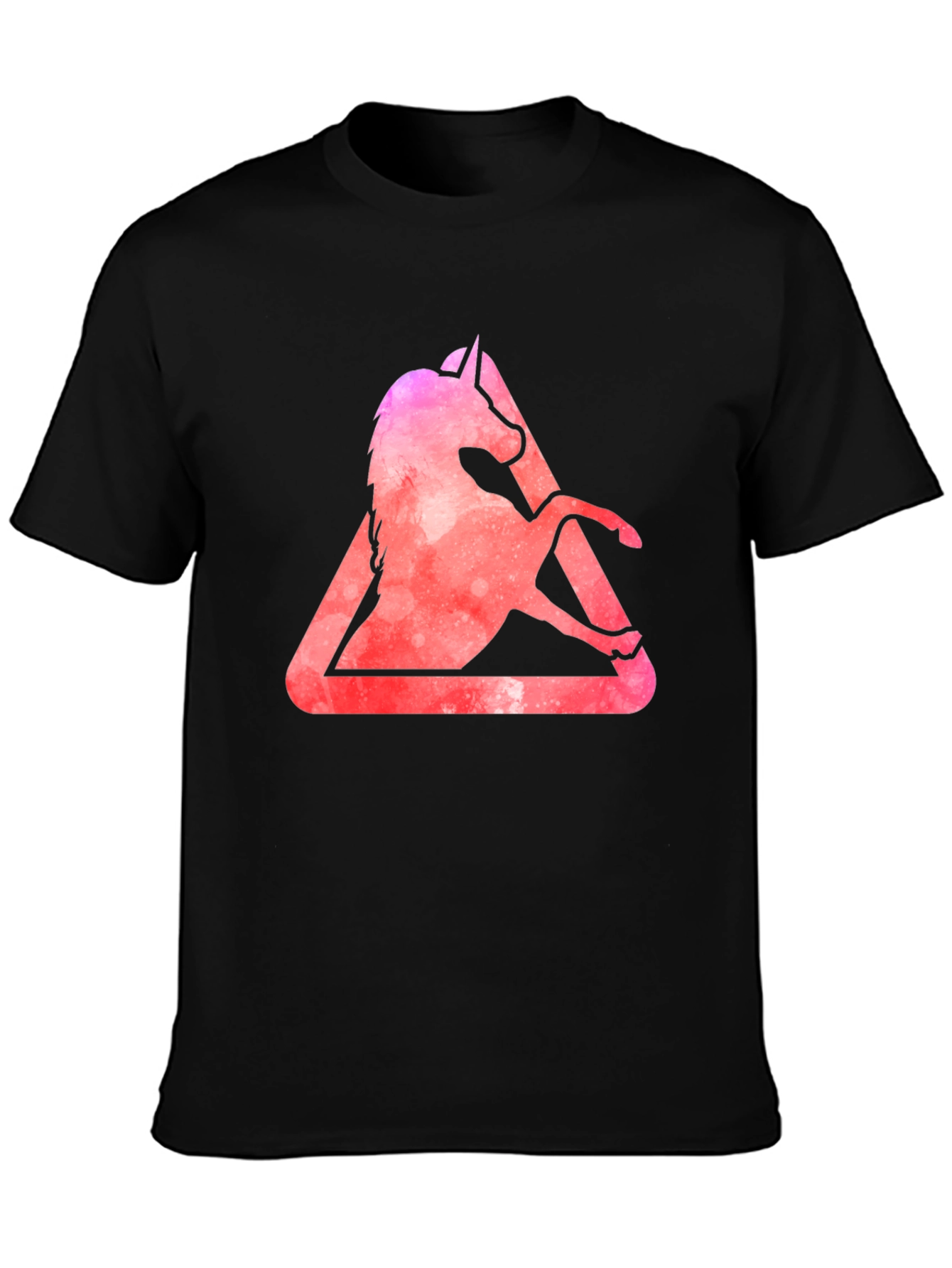 Unicorn Triangle Graphic Tee - Stylish Mens Black T-Shirt