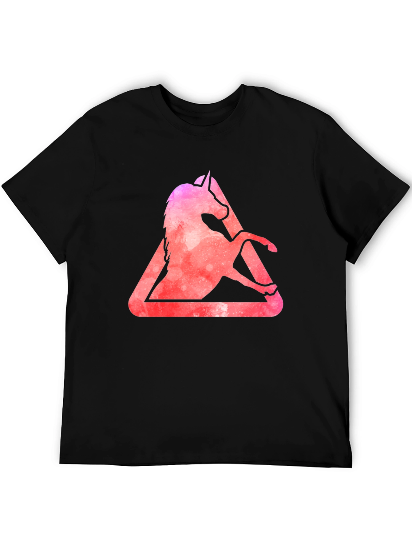 Unicorn Triangle Graphic Tee - Stylish Mens Black T-Shirt