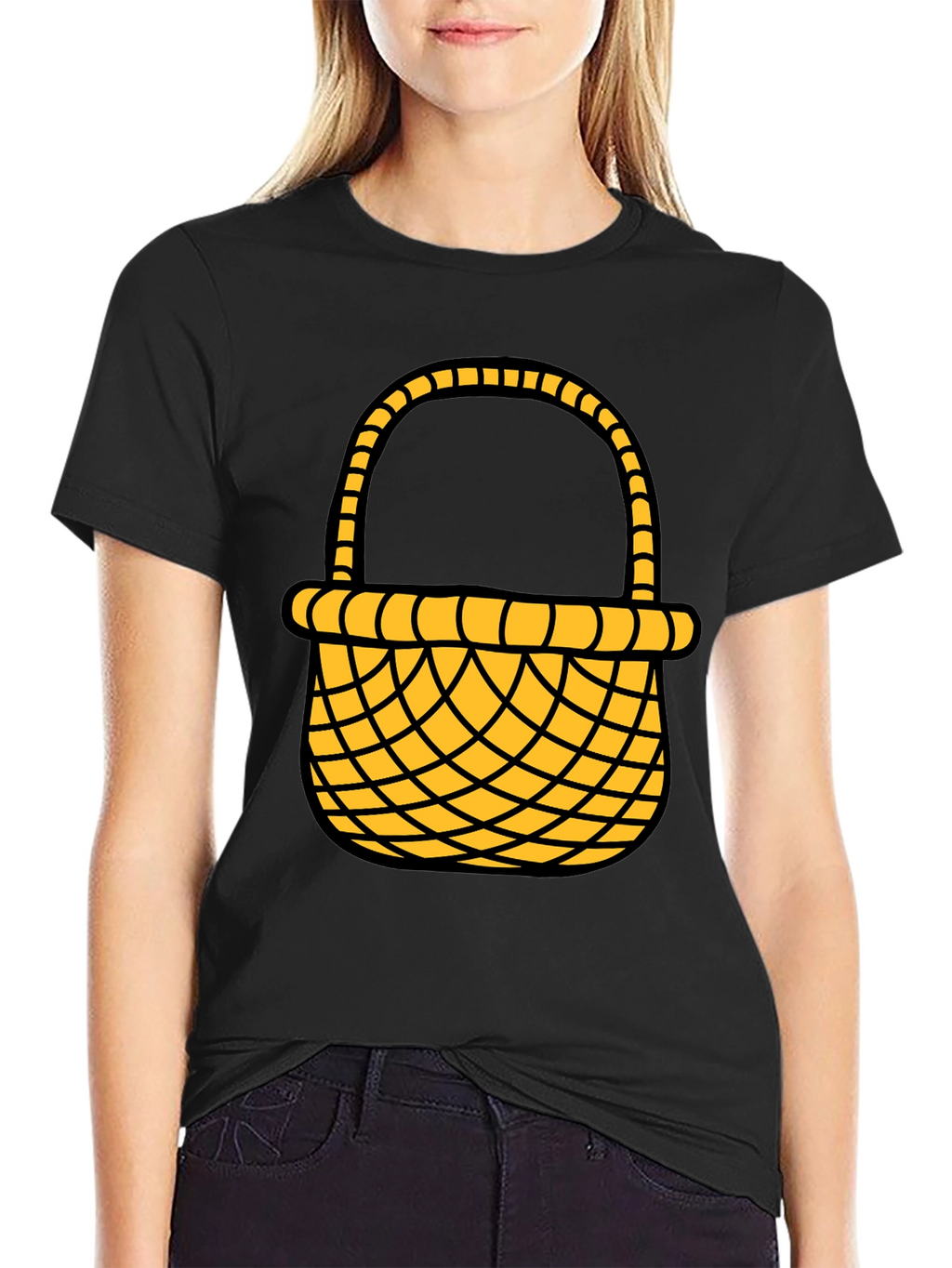 Easter Basket Graphic Tee - Black Cotton Blend Shirt