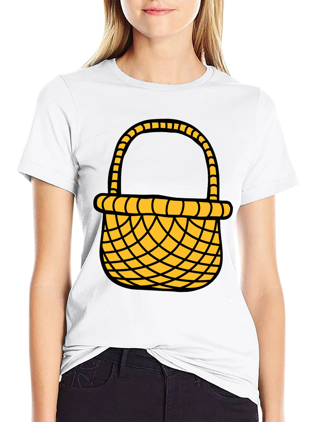 Easter Basket Graphic Tee - Black Cotton Blend Shirt