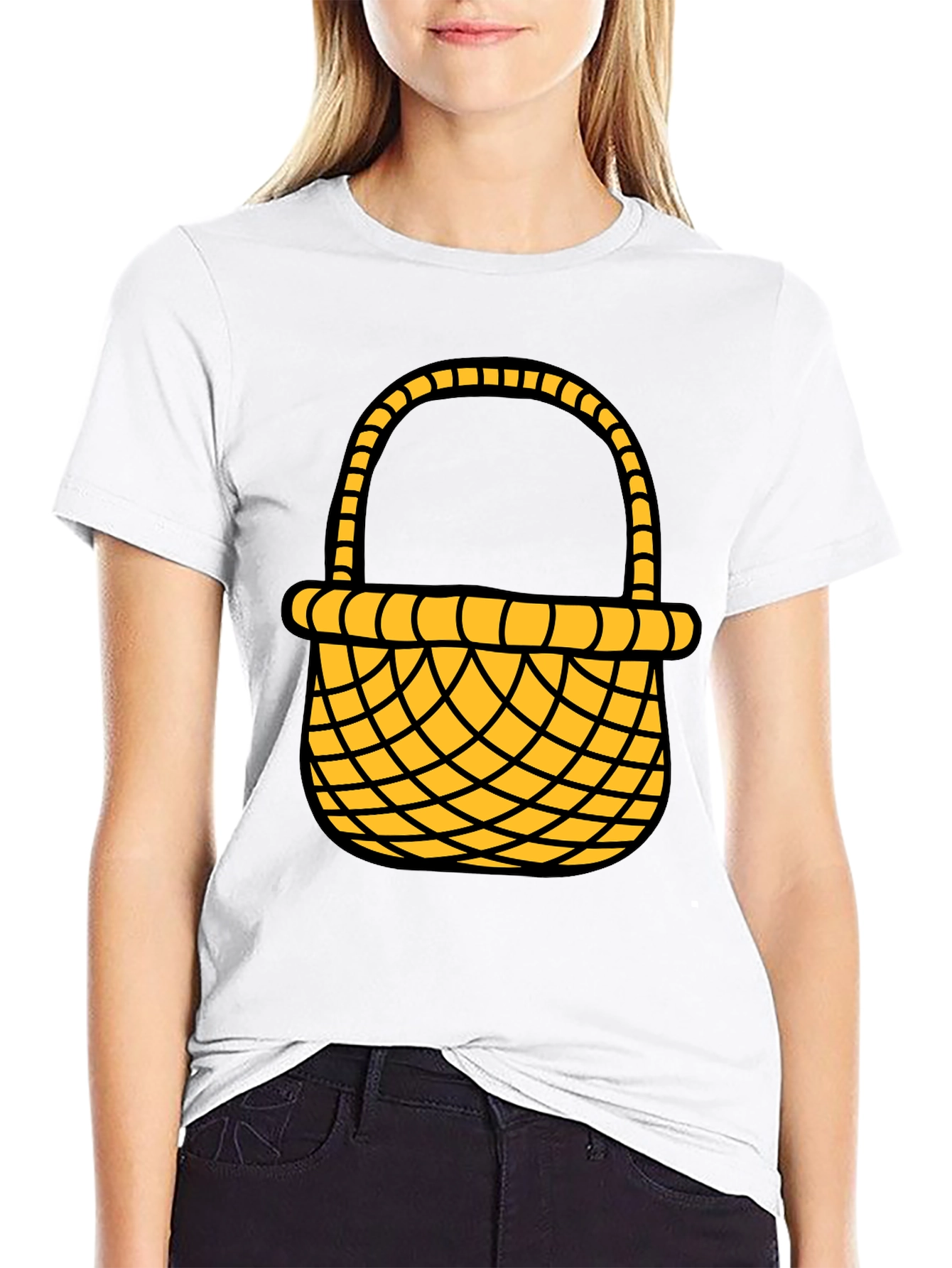 Easter Basket Graphic Tee - Black Cotton Blend Shirt