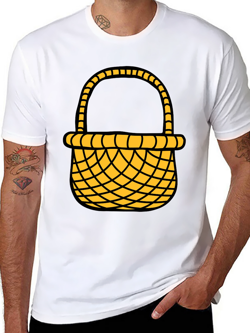 Easter Basket Graphic Tee - Black Cotton Blend Shirt